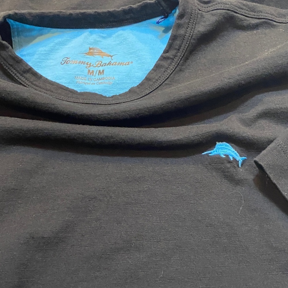 Tommy Bahama Black Tee with Blue Dolphin